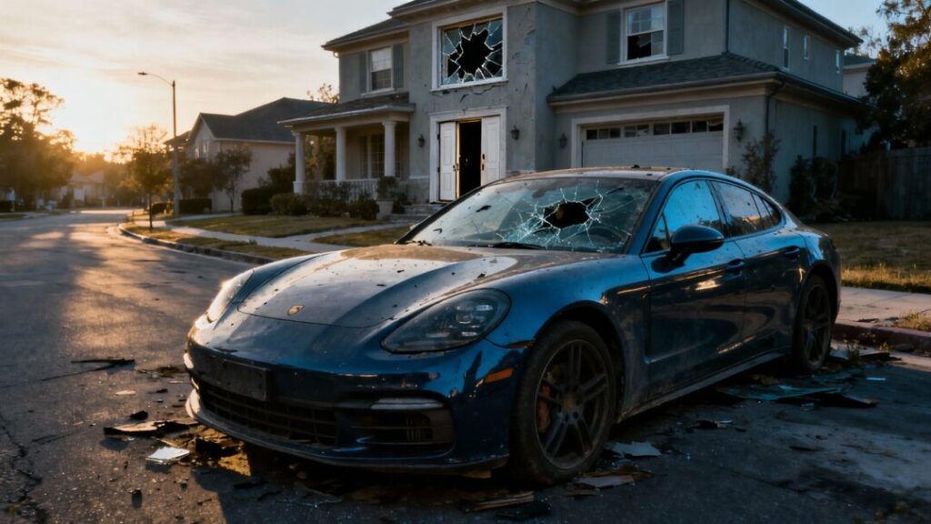 Stolen Porsche and ransacked home in South Florida.