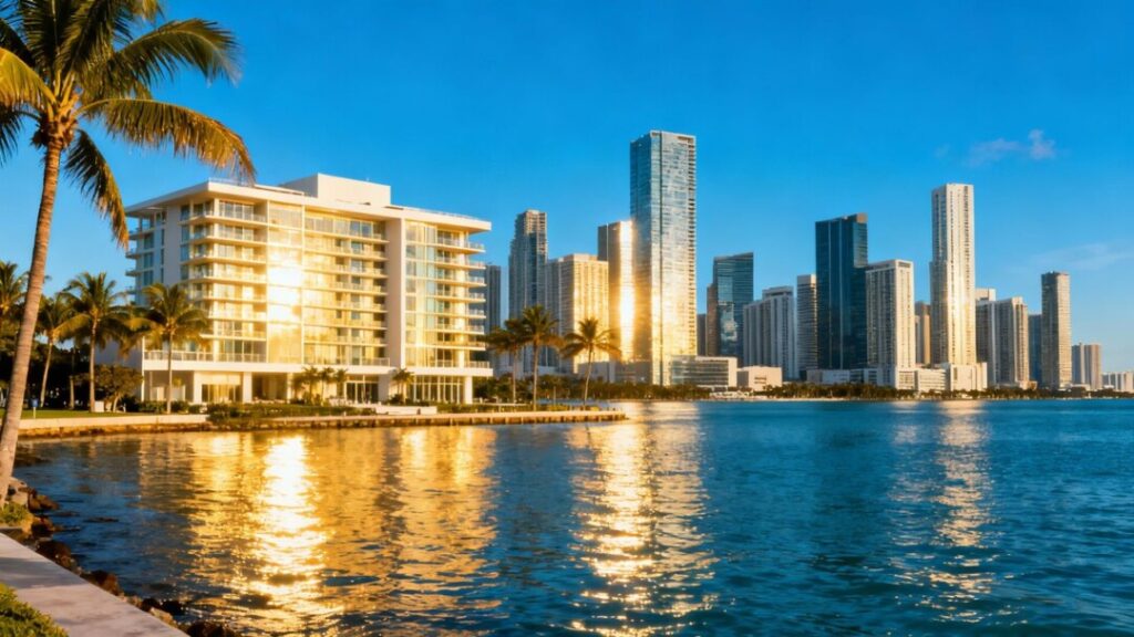 Miami skyline and luxury condos