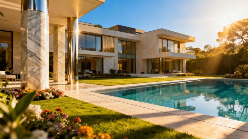 Luxury Florida mansion with pool and ocean view.