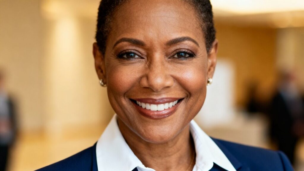 Debra Duvall smiling professionally