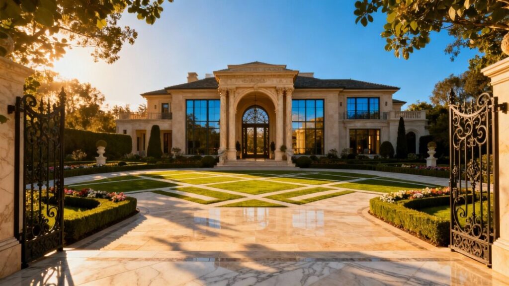 Ponte Vedra Boulevard estate with grand entrance and manicured lawns.