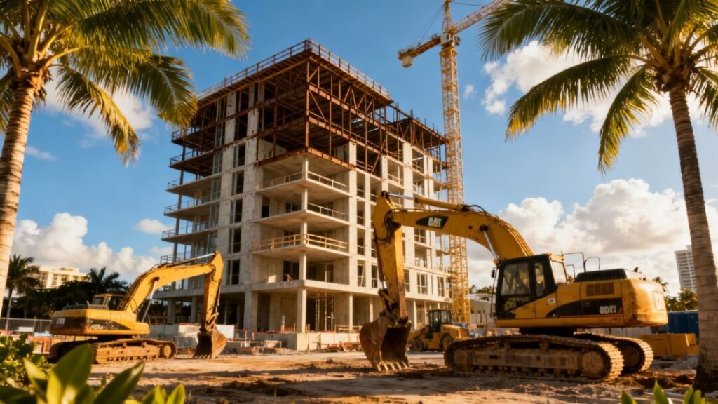 Luxury condominium construction in Coconut Grove.