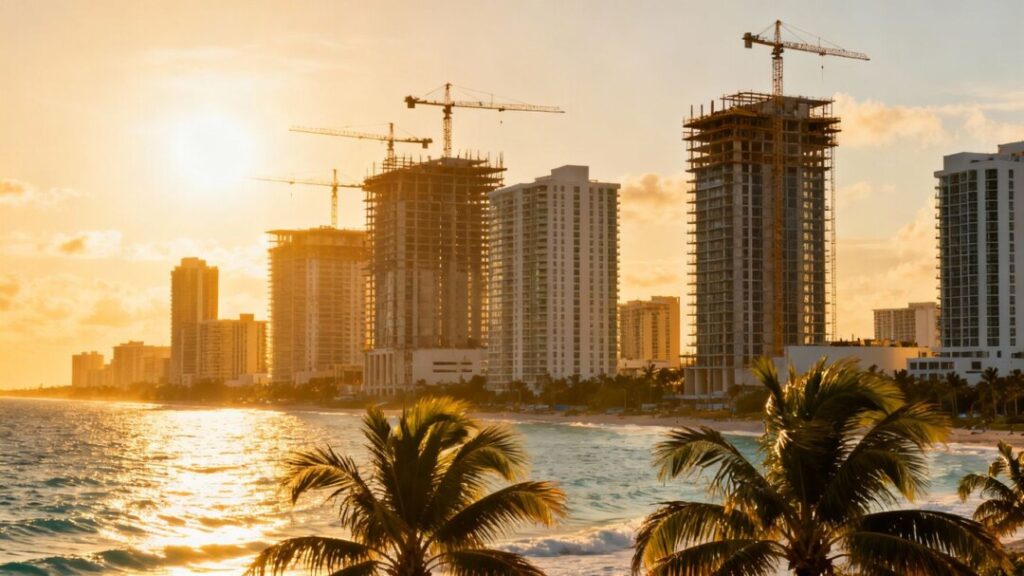 Florida coast with new luxury real estate developments.
