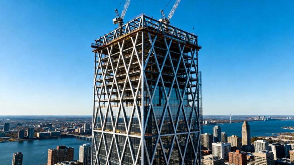 New 36-story diagrid tower under construction in Edgewater.