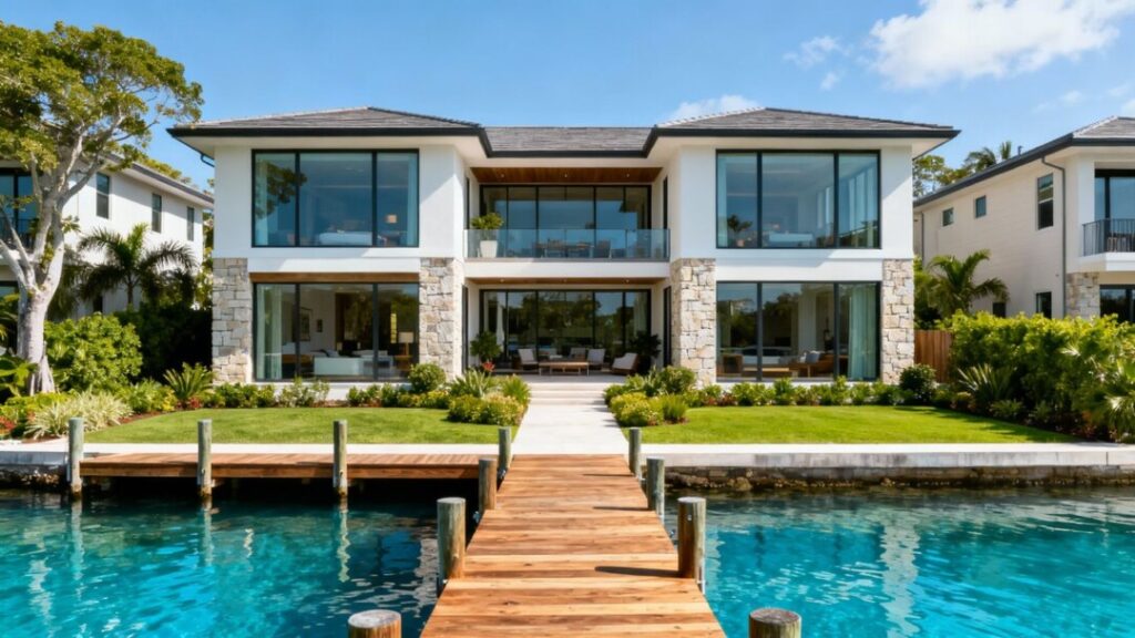 Luxury waterfront townhomes with private docks.