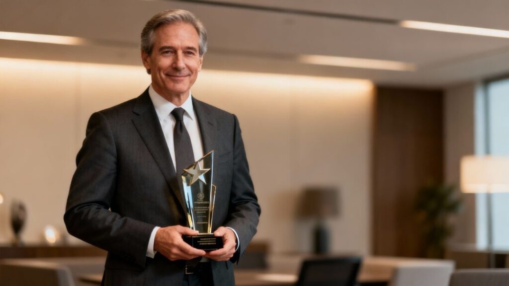 Charles Sowers receives a professional excellence award.