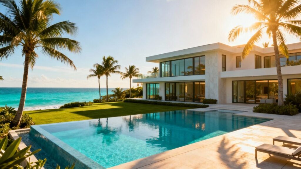 Luxury mansion with pool and ocean view in South Florida.