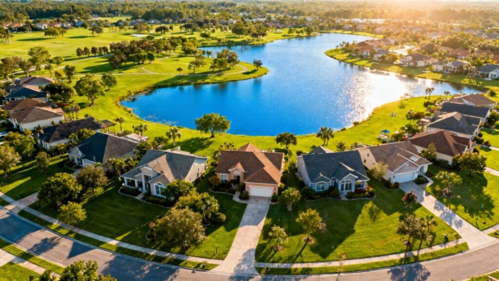 Palmetto Bay aerial view with homes and green spaces.