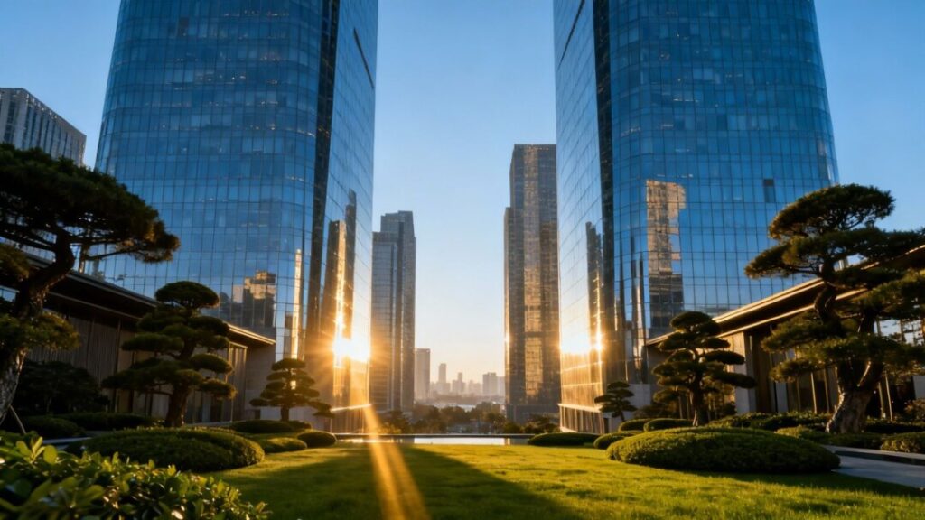 St. Regis Residences Sunny Isles towers against blue sky.