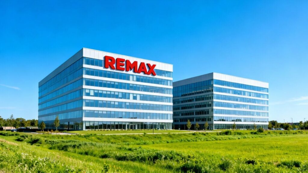 REMAX office buildings, one with a red logo.