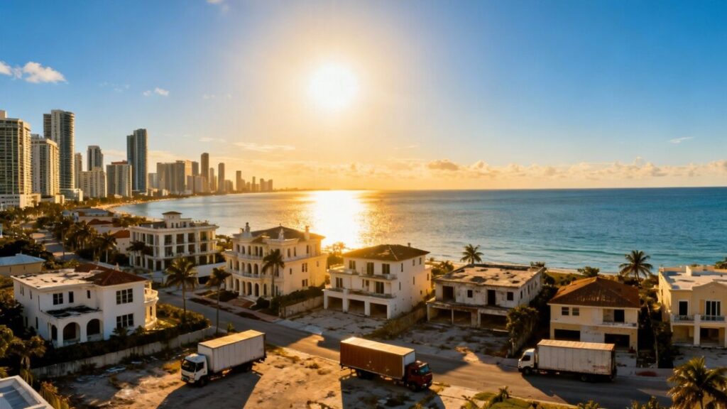 Miami skyline with many houses and condos.