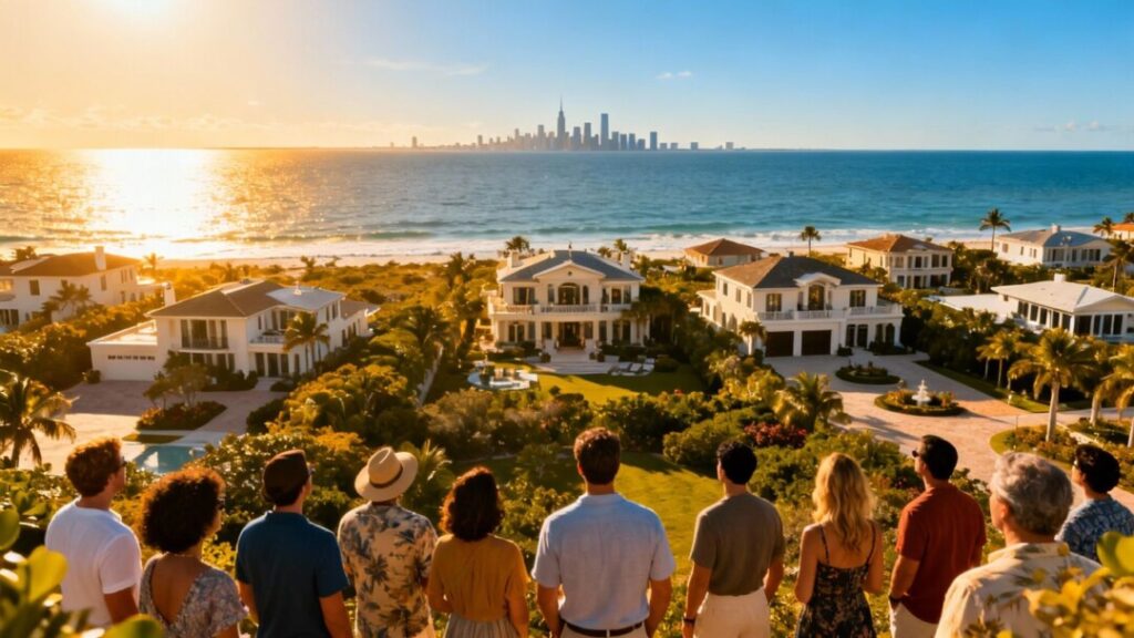 New Yorkers moving to Florida real estate, sunny coast.