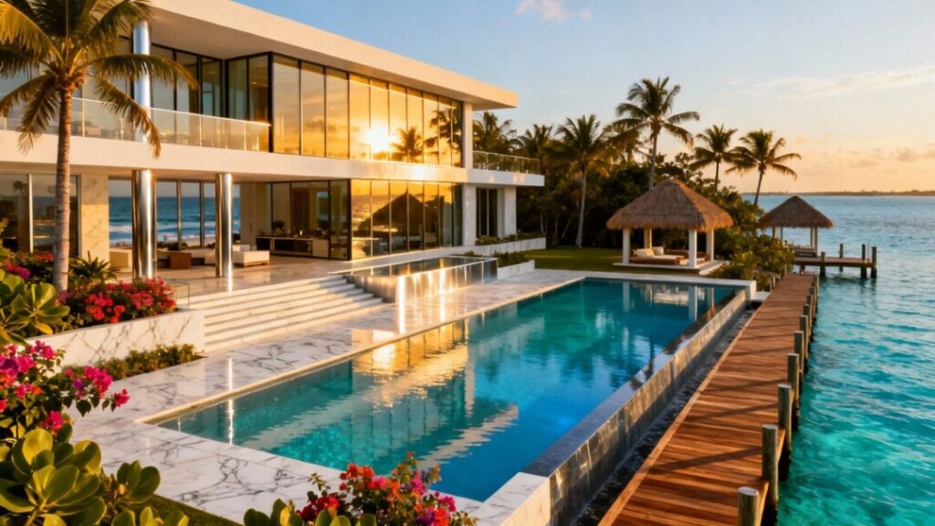 Miami Beach villa with pool and dock listed by [Josh Flagg].