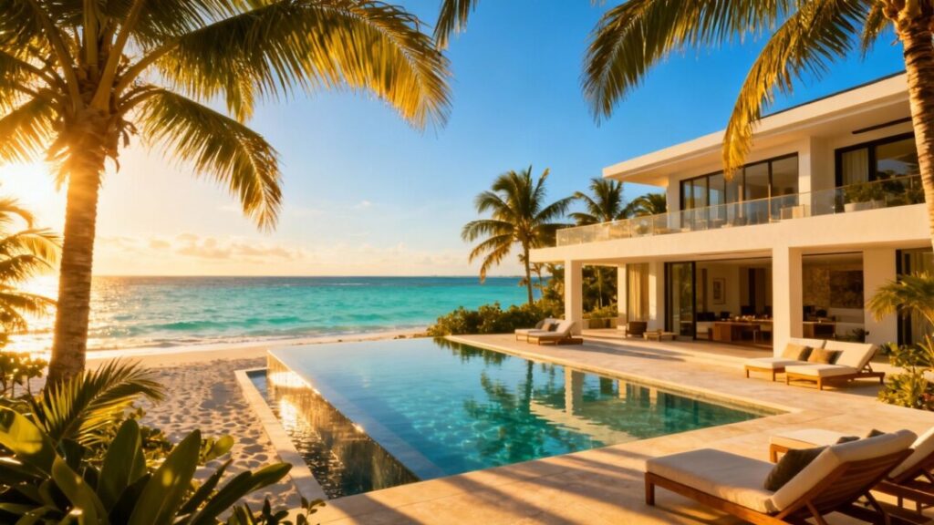 Luxury beachfront villa with infinity pool in Southwest Florida.