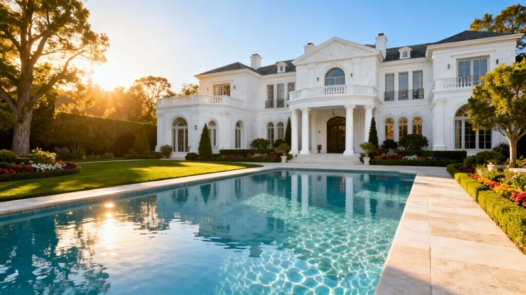 Luxurious Palm Beach mansion with swimming pool.