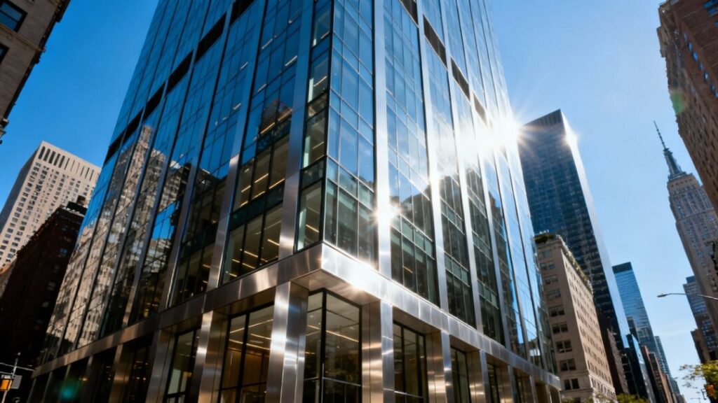 Midtown South office building with glass facade.
