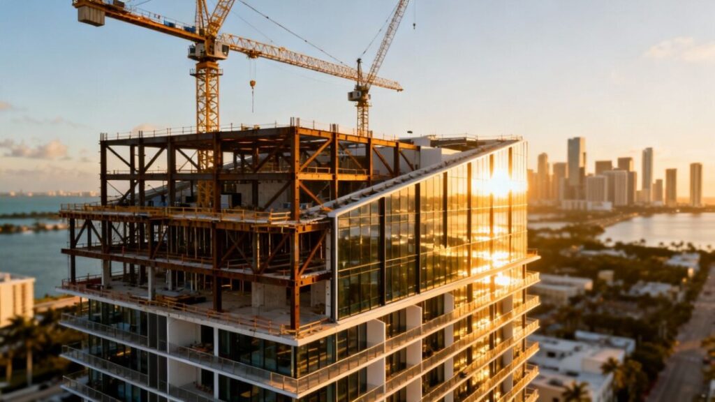 Miami luxury mixed-use development construction site.