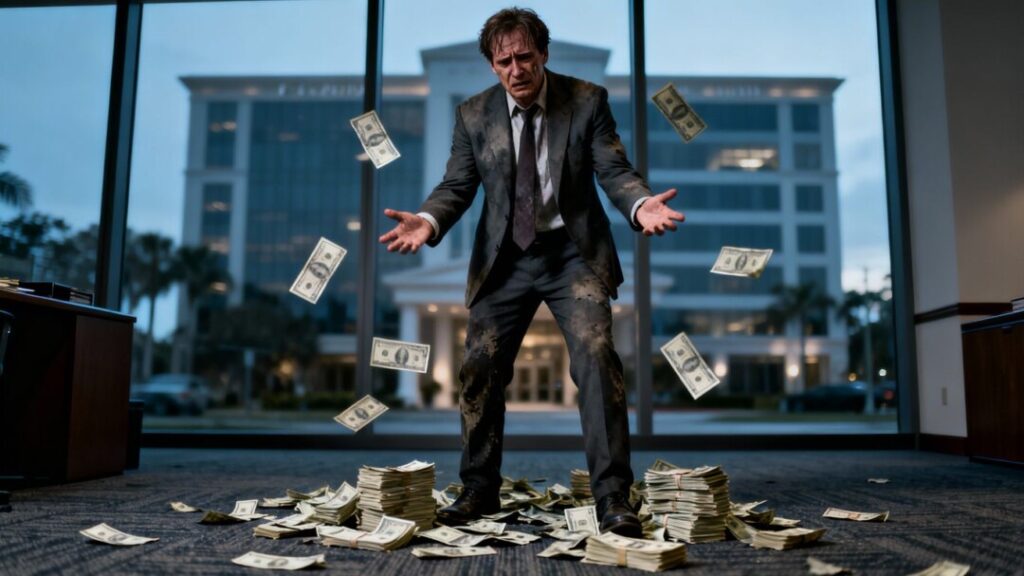 Florida real estate broker accused of embezzlement with money falling.