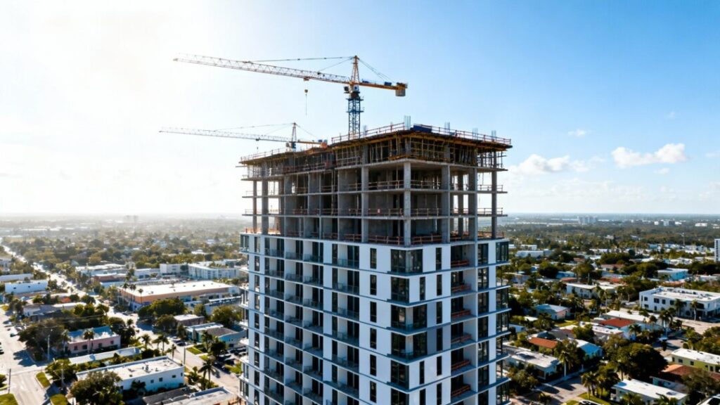 New residential tower construction in Wynwood.