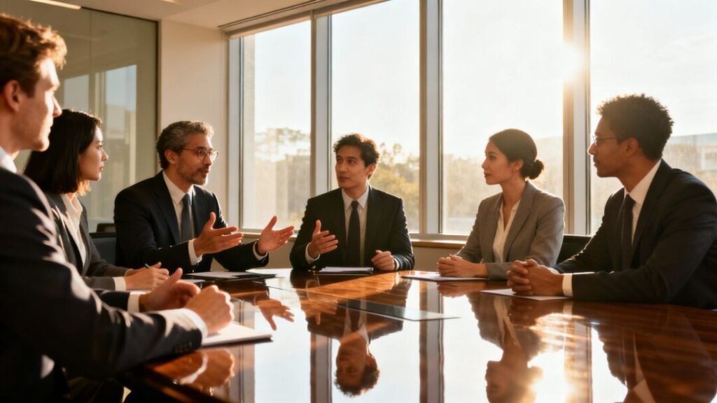 Florida Real Estate Commission members in a meeting.