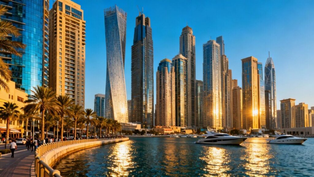 South Florida cityscape with ocean and skyscrapers.