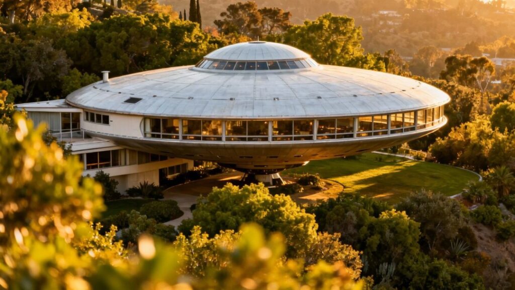 Jackie Gleason's UFO-shaped home exterior.