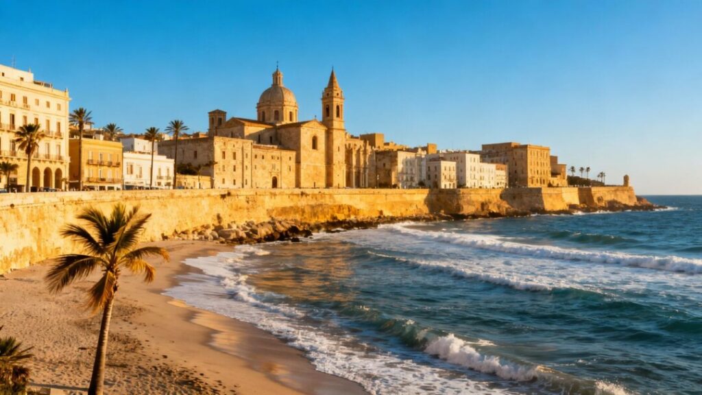 St. Augustine cityscape and coastline.