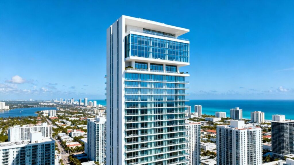Modern skyscraper with hotel at 830 Brickell, Miami