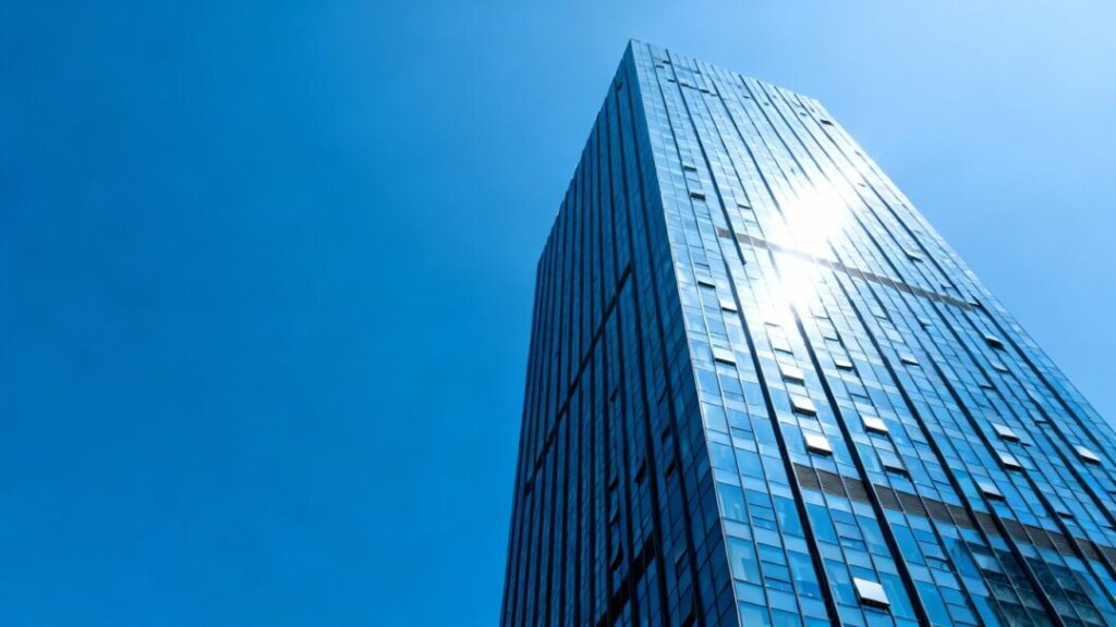 Modern skyscraper symbolizing prime office portfolio expansion.