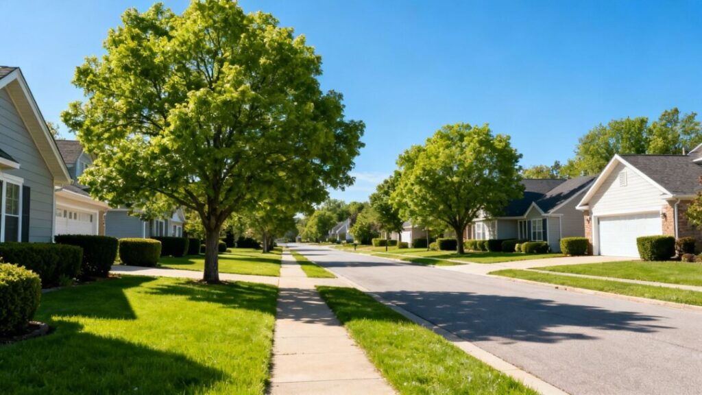 Stable Hillsborough houses on a sunny day.