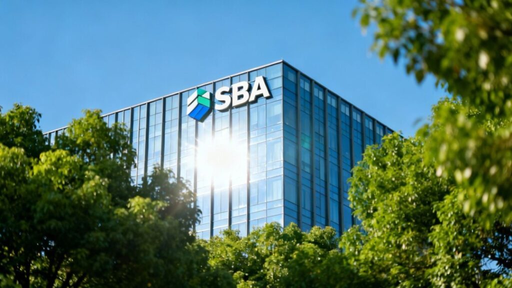Florida SBA building with trees and blue sky.