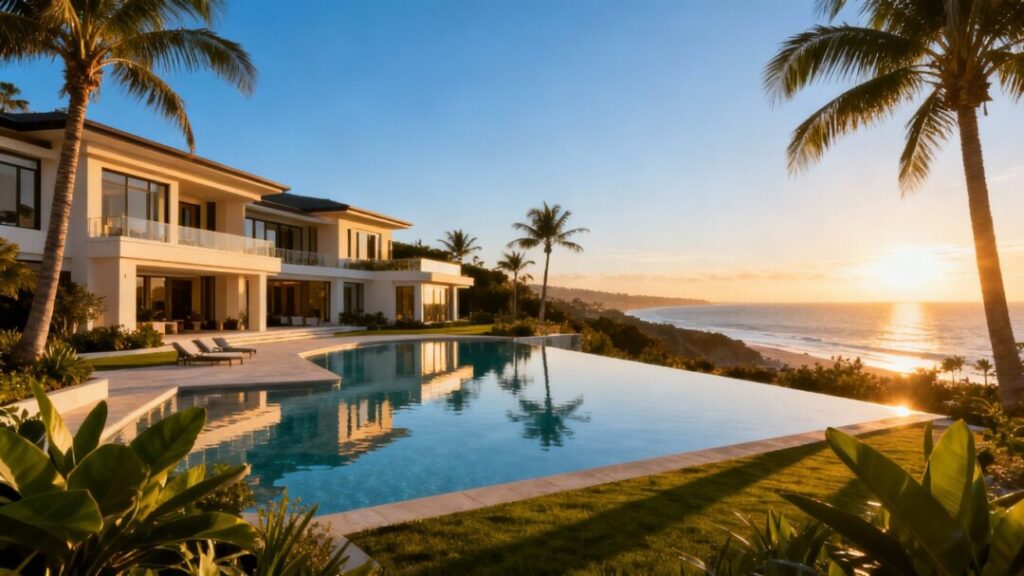 Luxury Florida mansion with infinity pool and ocean view.