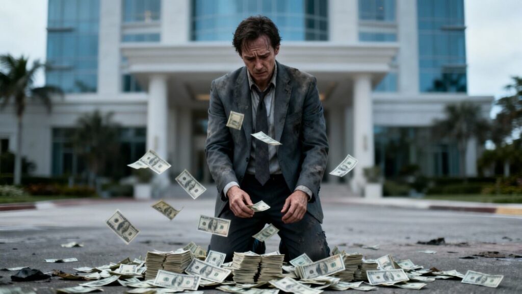 Florida real estate broker accused of embezzlement with money falling.