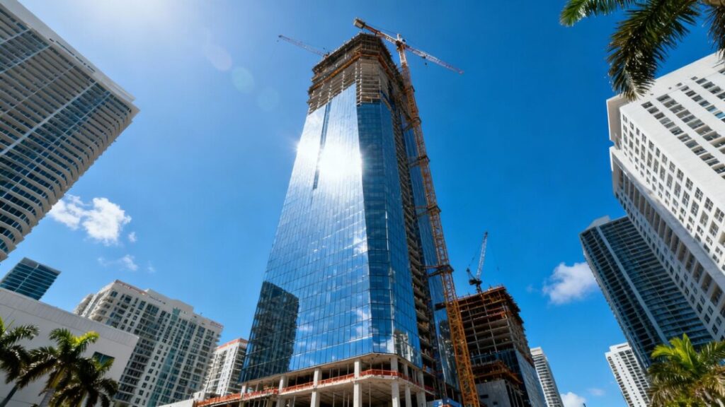 Okan Tower construction, Florida's second tallest building.