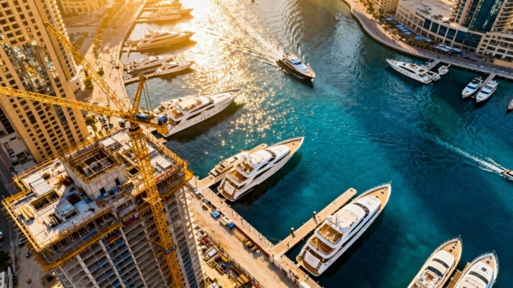 Florida coast with new construction and marina.