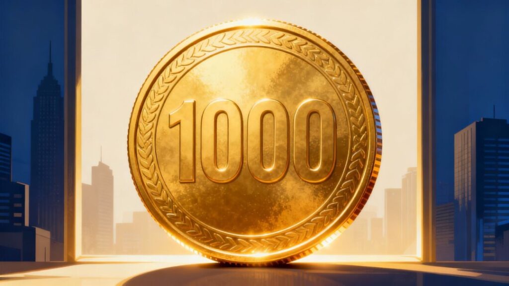Golden coin symbolizing financial success and investment achievement.