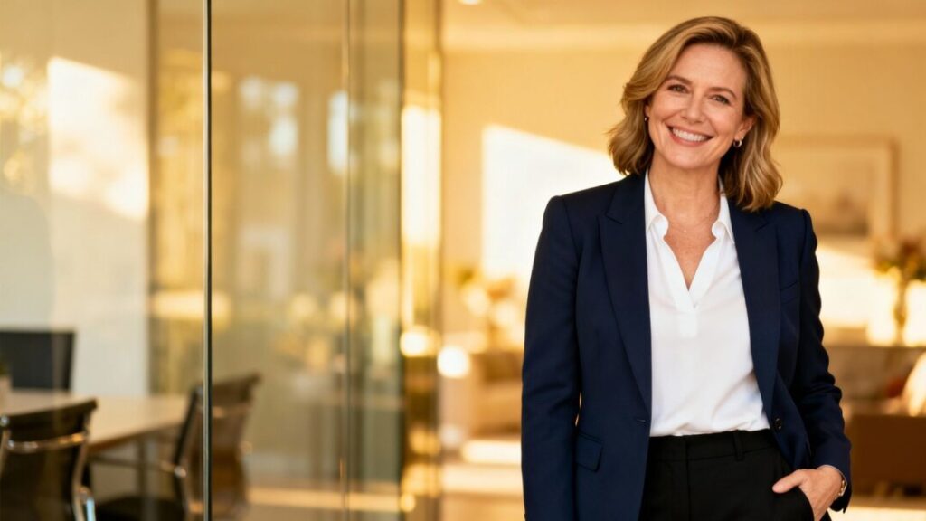 Heather Swanson, real estate agent, smiling professionally.