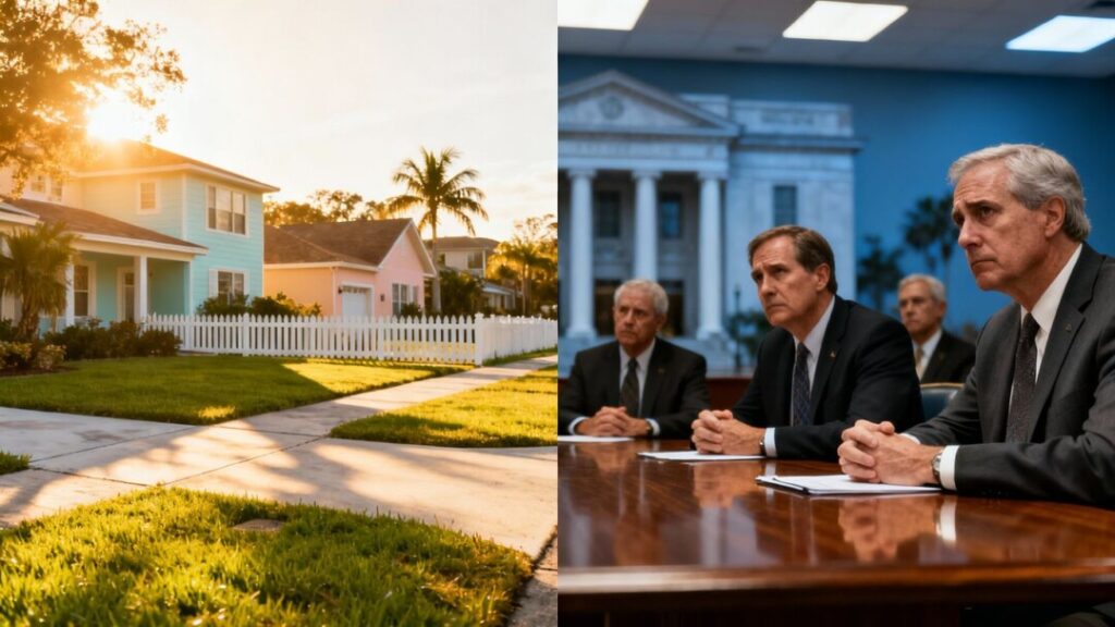 Florida homeowners and concerned local officials discuss property tax cuts.
