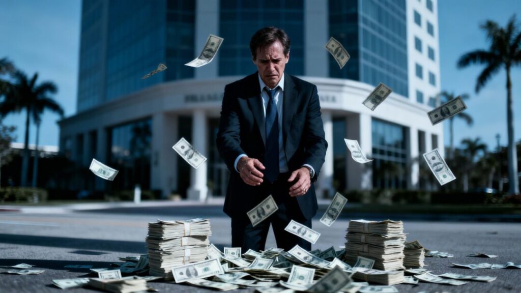 Florida real estate broker accused of embezzlement with money falling.