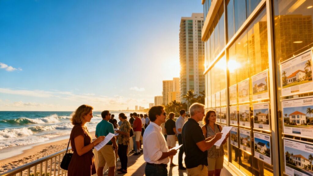 South Florida homes with people looking at them.