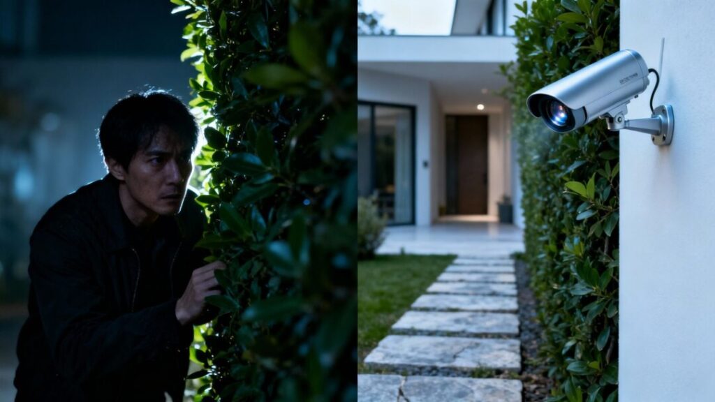 Neighbor's camera pointed at a private courtyard.