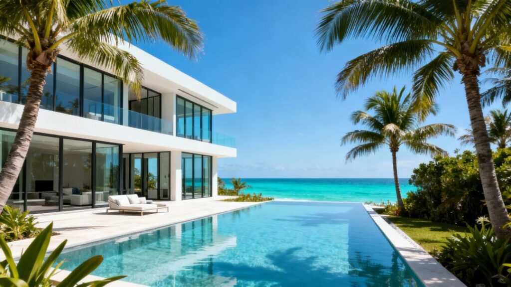 Luxury Florida mansion with ocean view and infinity pool.