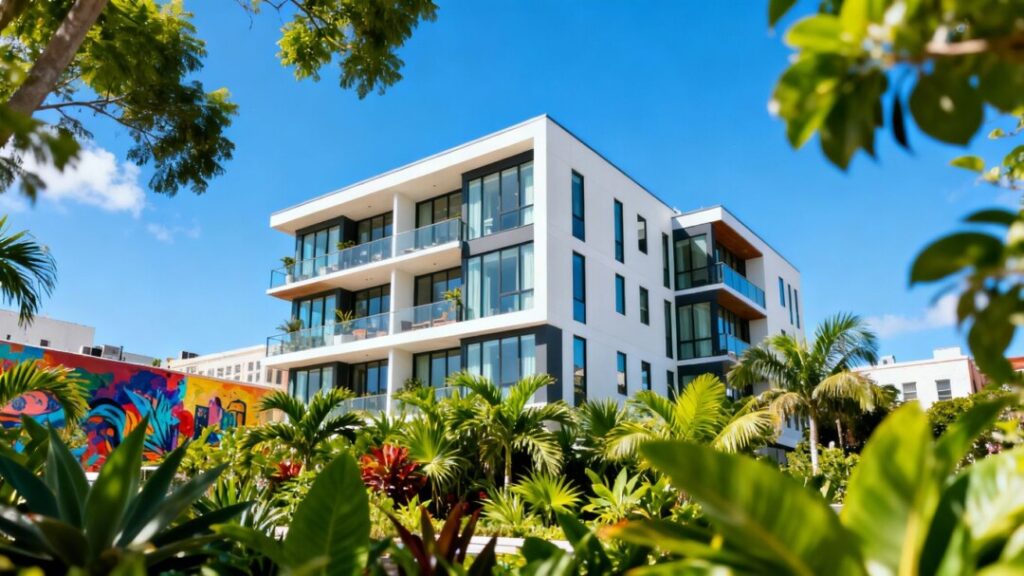 Modern condo building in Miami's Wynwood Arts District.