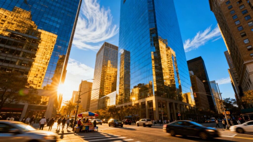 Broward County cityscape with modern buildings and busy streets.