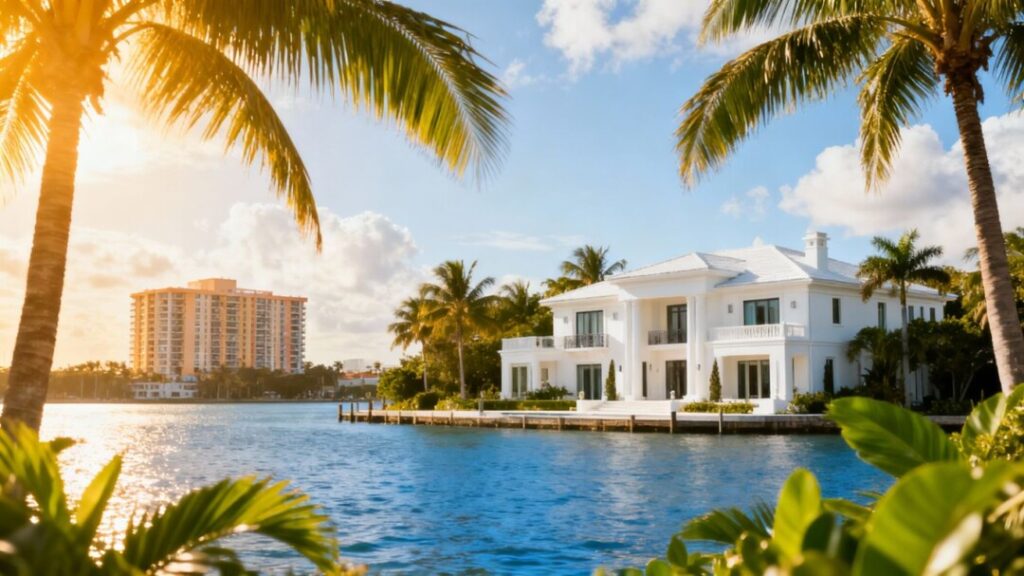 Miami luxury mansion and struggling condo buildings.