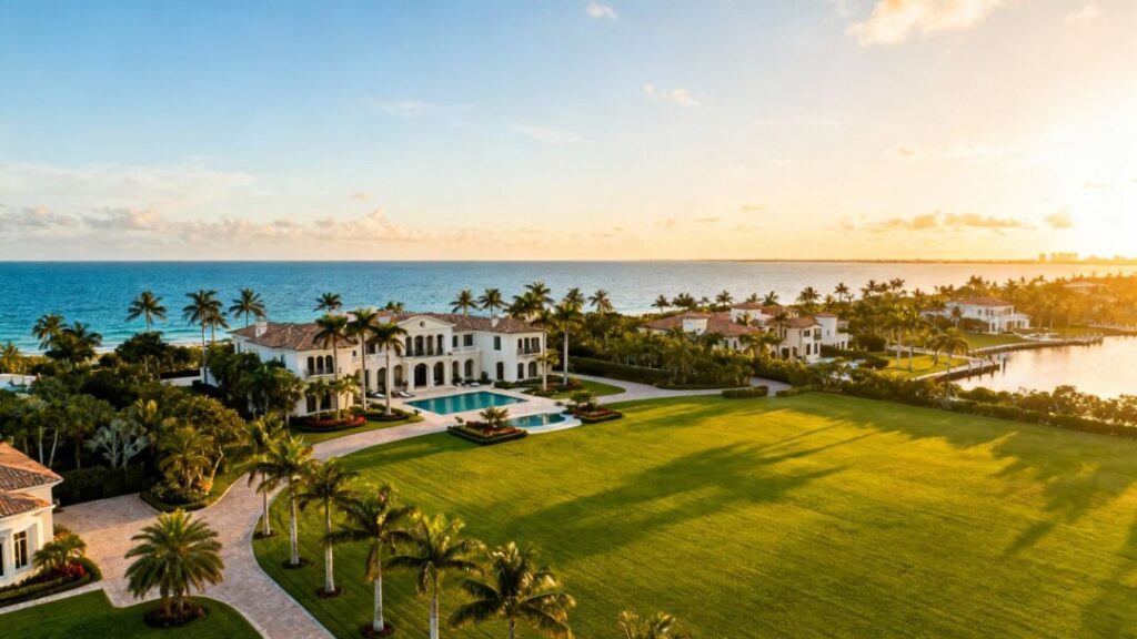 Florida coastline with luxury estates near Mar-a-Lago.
