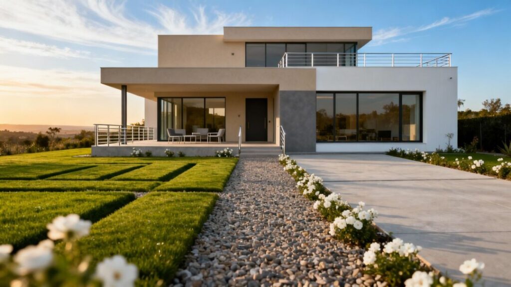 Modern new single-family home exterior