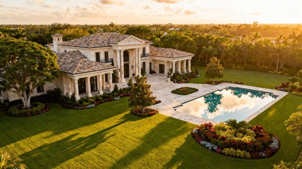 Naples mansion with pool and lawn, former [Judge Judy] home.