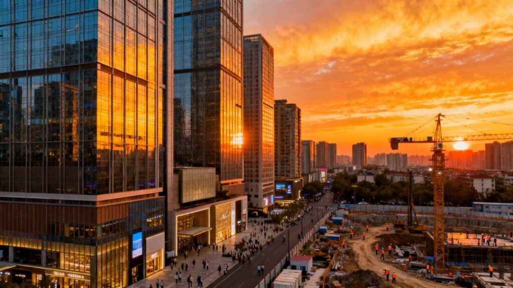 Miami skyline with commercial buildings and development.
