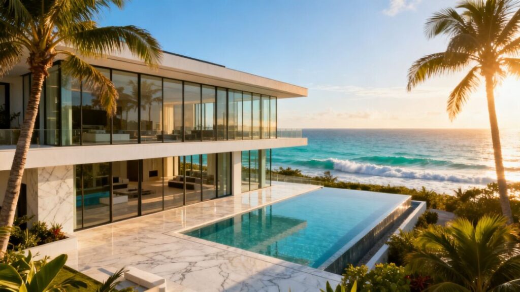 Luxury South Florida mansion with ocean view and pool.